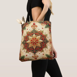 Bolsa Tote Saco de Natal Decorativo Vermelho Verde