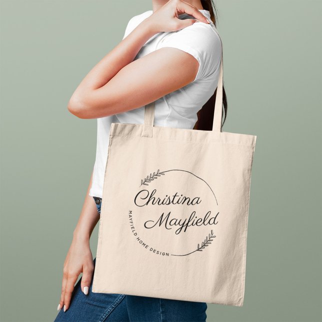 Bolsa Tote Saco de Negócios Personalizado com Folhas Redondas (Criador carregado)