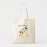 Saco de Noiva com Letra Floral Z Monograma Dourado