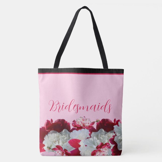 Bolsa Tote Saco de ombro com flores de peônias para damas de  (Frente)