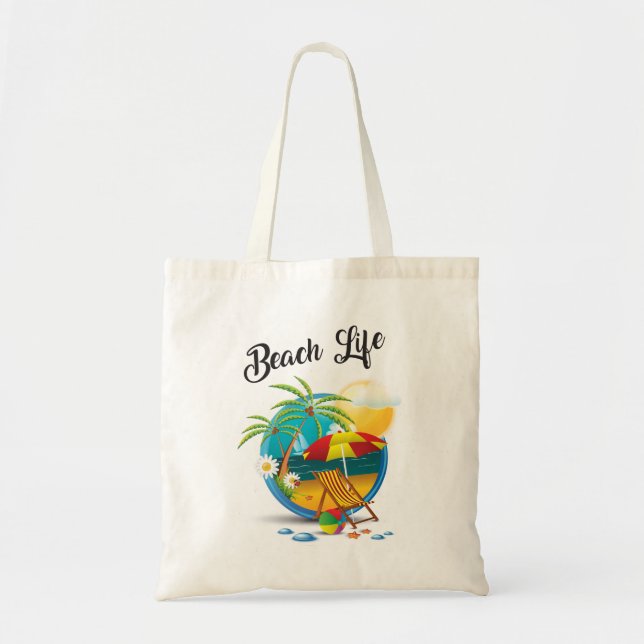 Bolsa Tote Saco de orçamento para vida na praia (Frente)