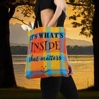 Bolsa Tote Saco de Padrão de Xadrez Moderno Colorido