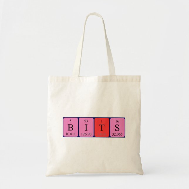 Bolsa Tote Saco de palavras de mesa periódica Bits (Frente)