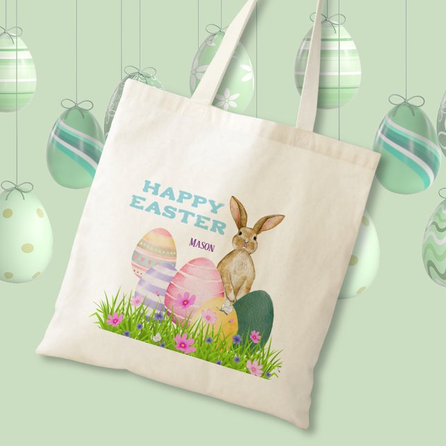 Bolsa Tote Saco de Páscoa do Coelhinho de Ovo da Páscoa (Easter Bunny Egg Hunt Kids Easter Tote Bag
)