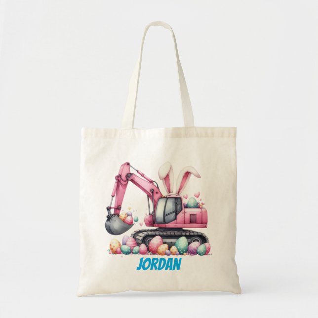 Bolsa Tote Saco de Páscoa para Crianças – Caminhão de Constru (Frente)