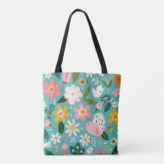 Bolsa Tote Saco de Pássaro Floral | Cute Natural Inspirada