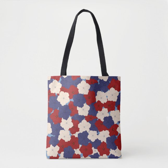 Bolsa Tote Saco de Petúnias Patrióticas (Frente)