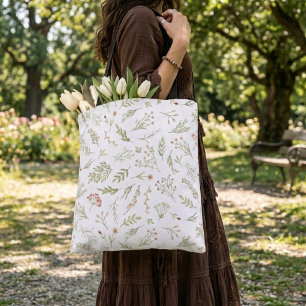 Bolsa Tote Saco de plantas florais coloridas românticas