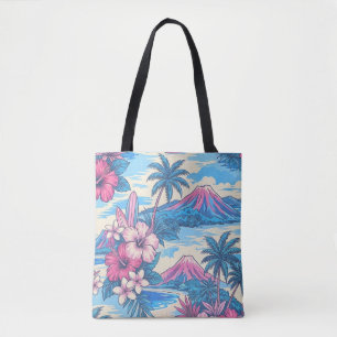 Bolsa Tote Saco de Praia Azul - Hibiscus Ilha Havaiana Cênica