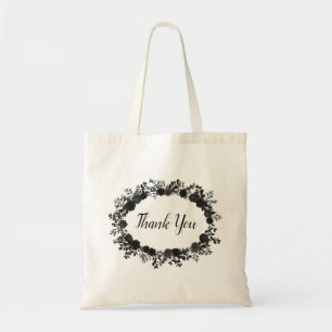Bolsa Tote Saco de Presente de Casamento Gótico Rosa Branca e