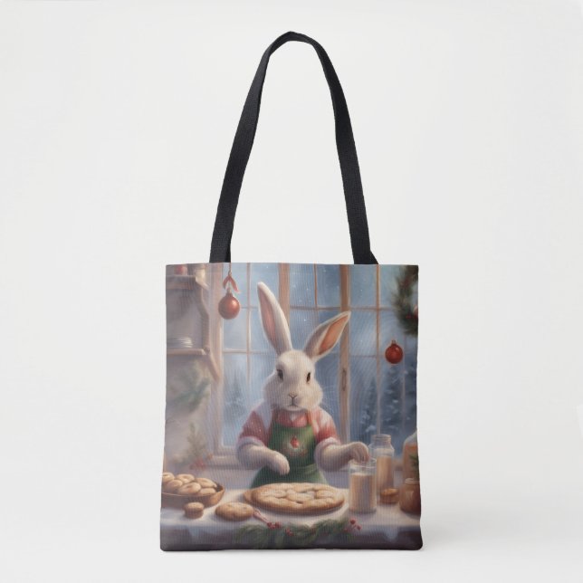 Bolsa Tote Saco de presente de Natal Bunny Bakes Christmas Co (Frente)