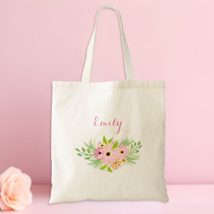 Bolsa Tote Saco de Presente de Noiva com Estampa Floral para 