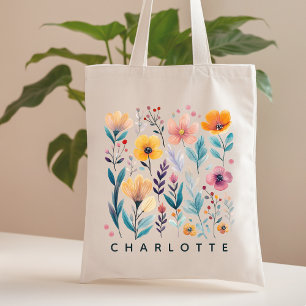 Bolsa Tote Saco de presente floral personalizado para mamãe, 