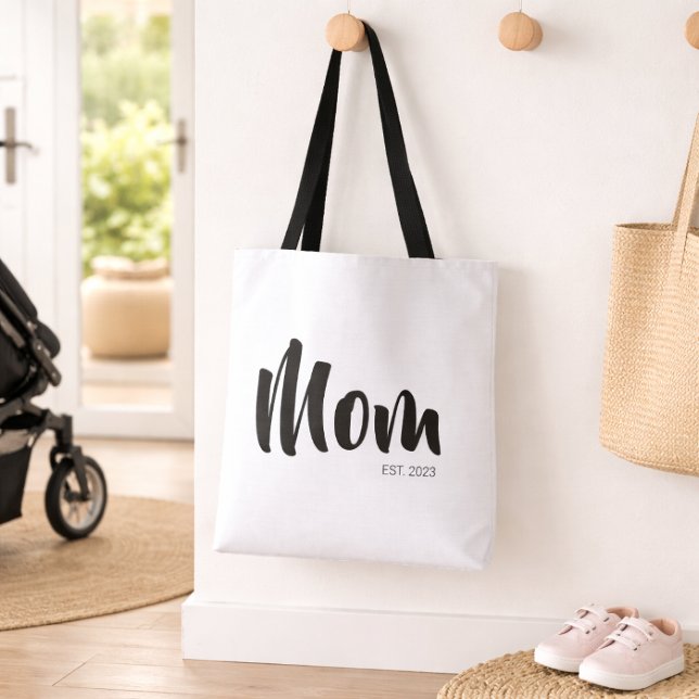 Bolsa Tote Saco de Presente para Mãe Recém-Constituída (Mom Established Typography Tote Bag)