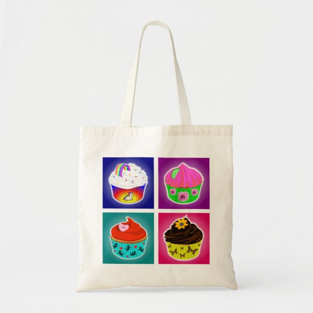 Bolsa Tote Saco de quatro cupcakes (Frente)