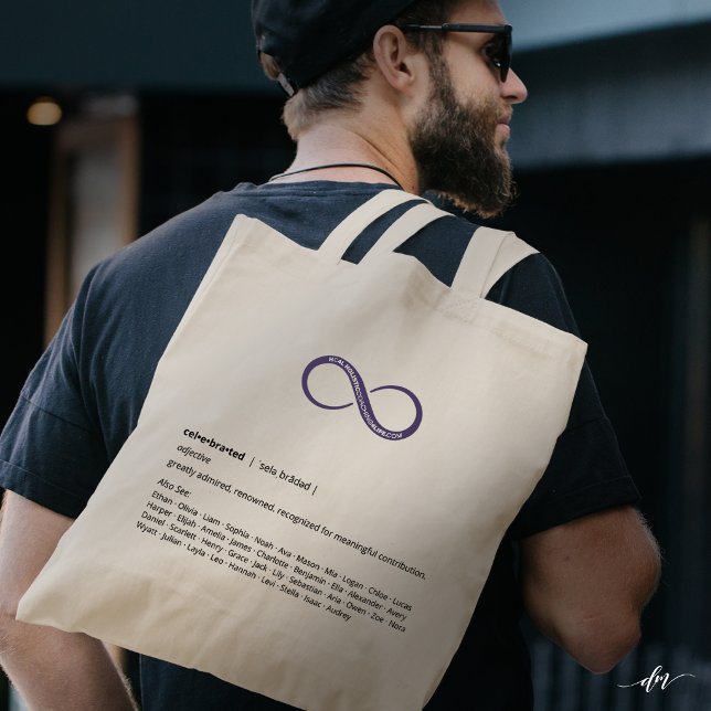 Bolsa Tote Saco de Reconhecimento Editável (Casual carry revealing back design—definition and personalization create lasting recognition.)
