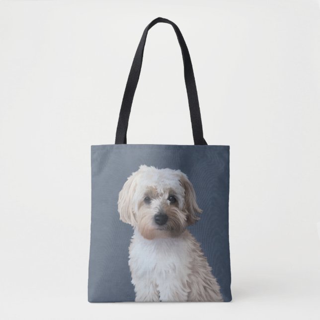Bolsa Tote Saco de retrato de animais de estimação de cachorr (Frente)