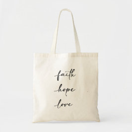 Bolsa Tote Saco de Tipografia de Roteiro Fé Esperança Amor