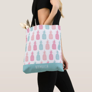Bolsa Tote Saco de Toa do Monograma de Ananás Tropical Modern