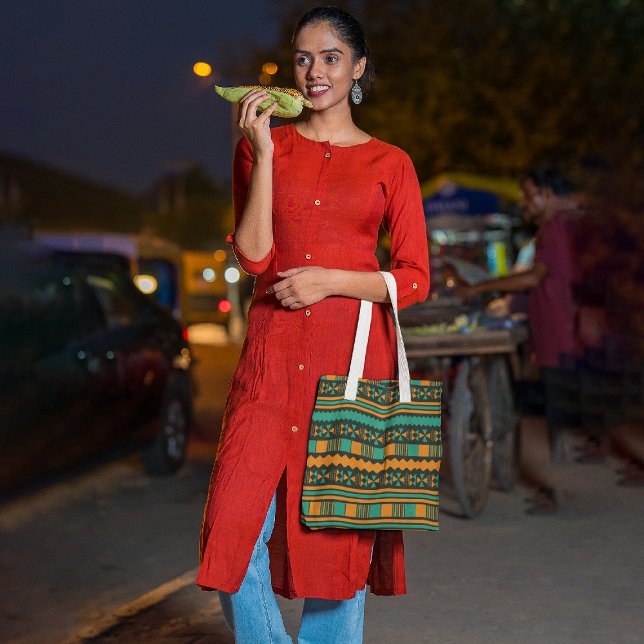 Bolsa Tote Saco de toalha Aztec, etnia verde (Criador carregado)