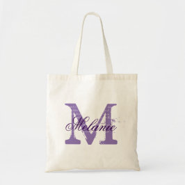 Bolsa Tote Saco de toalha de casamento de monograma roxo pers