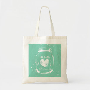 Bolsa Tote Saco de toalha de casamento do Mint Mason jar para