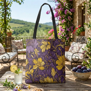 Bolsa Tote Saco de toalha de jardim de flores florais amarela