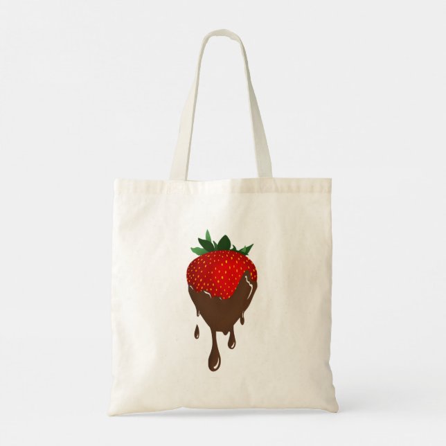 Bolsa Tote saco de toalha de morango de chocolate (Verso)