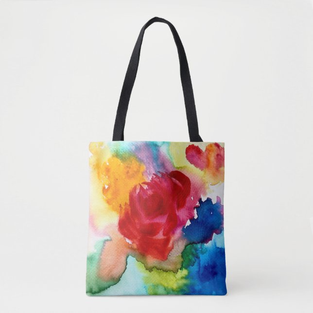 Bolsa Tote Saco de toalha de papoila rosa com aquarelas (Frente)