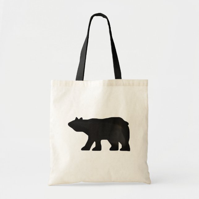 Bolsa Tote Saco de toalha de Silohette de Urso Negro (Frente)