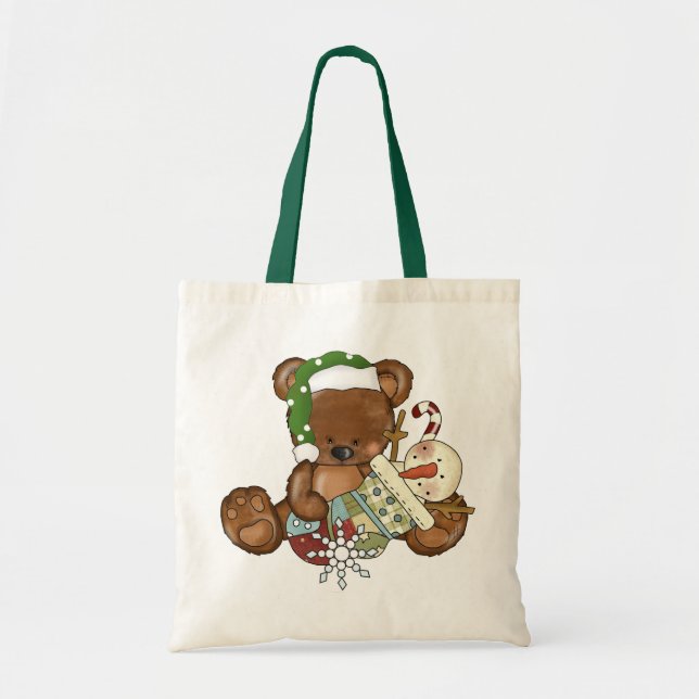 Bolsa Tote Saco de toalha do Natal Bear (Frente)