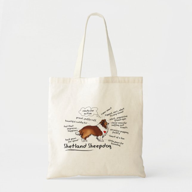 Bolsa Tote Saco de toalha do Shetland Sheepdog (Frente)