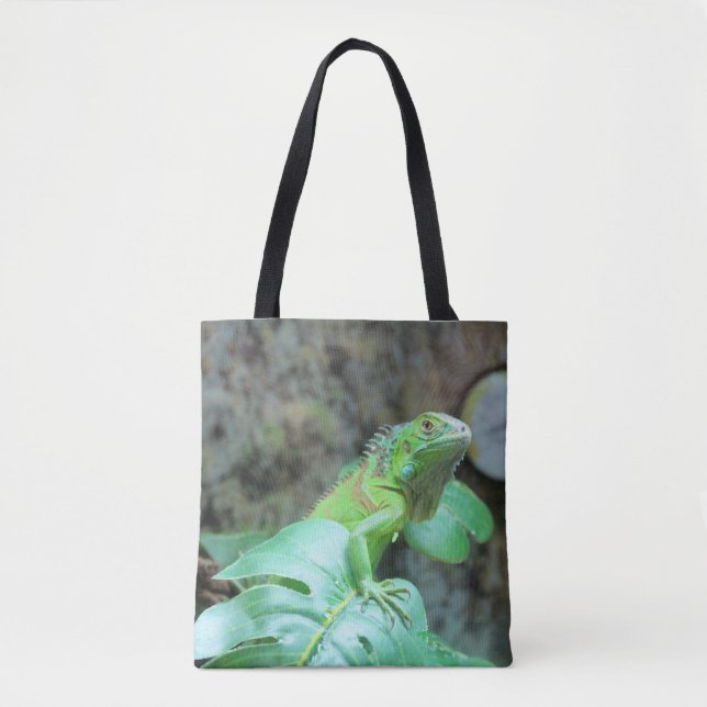 Bolsa Tote Saco de toalha iguana verde (Frente)