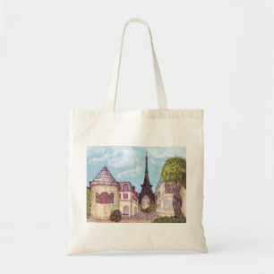 Bolsa Tote Saco de toalha paisagem inspirada na Torre Eiffel 