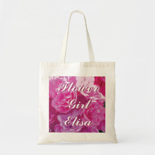 Bolsa Tote Saco de toalha rosa rosa-rosa Nome personalizado