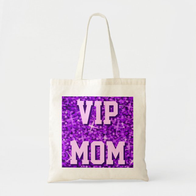 Bolsa Tote Saco de toalha 'VIP MOM' roxo Glitz (Frente)