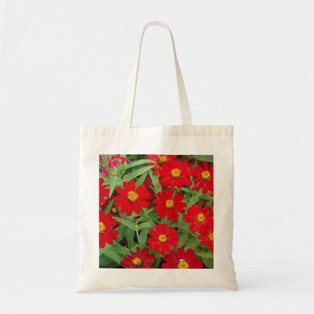 Bolsa Tote Saco de toalhas de flores amarelas vermelhas (Frente)