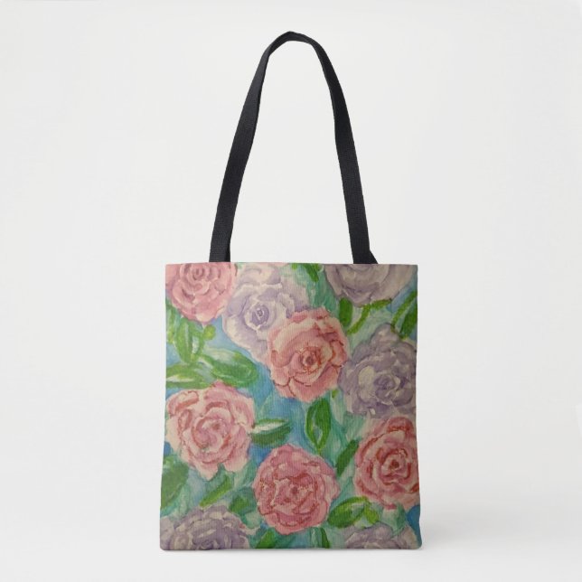 Bolsa Tote Saco de toalhas de flores de pastel (Frente)