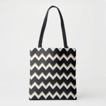 Saco de Tocha Chevron Preto, Branco e Dourado