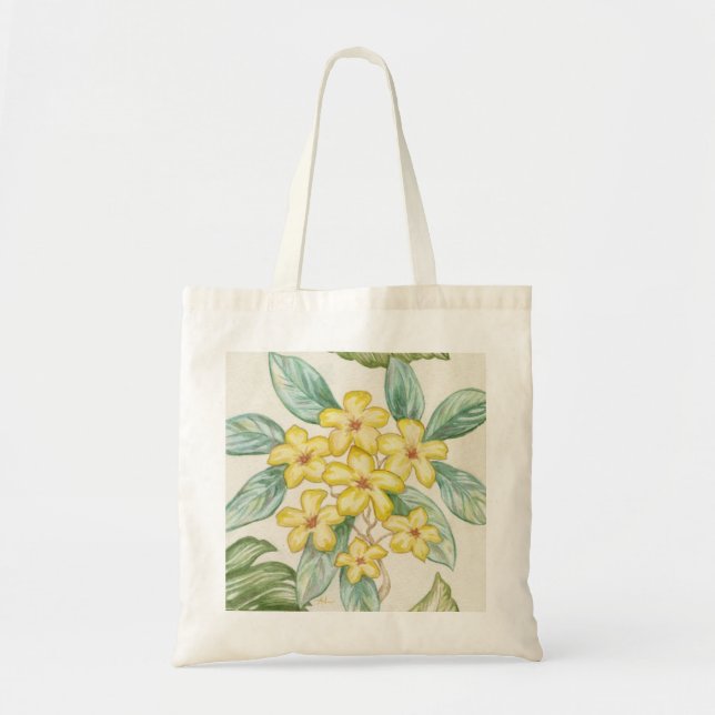 Bolsa Tote Saco de tocha de Plumeria Amarela (Frente)