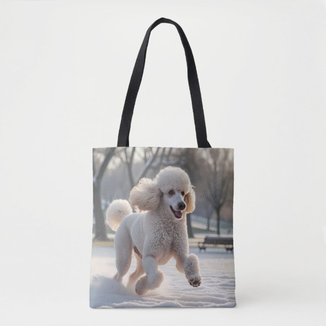 Bolsa Tote Saco de Tocha do Ombro Elegante de Poodle Padrão (Frente)