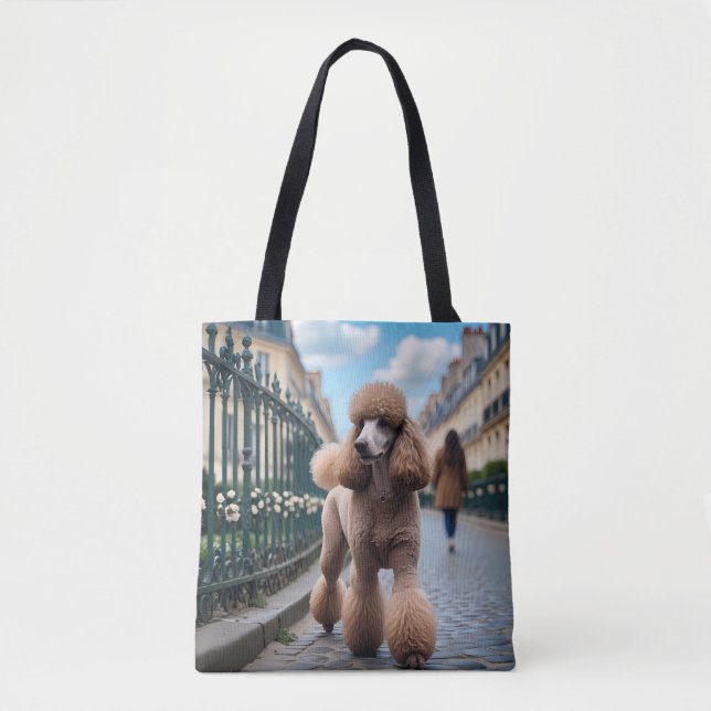 Bolsa Tote Saco de Tocha do Ombro Elegante de Poodle Padrão (Frente)