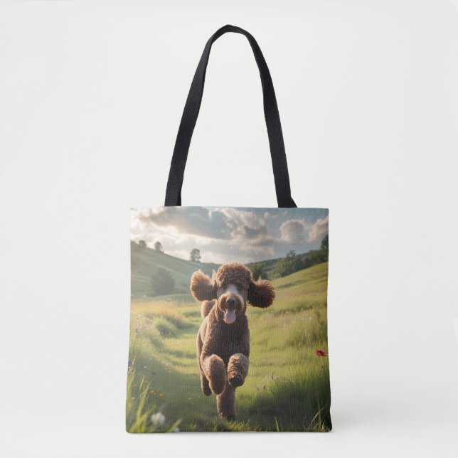 Bolsa Tote Saco de Tocha do Ombro Elegante de Poodle Padrão (Frente)
