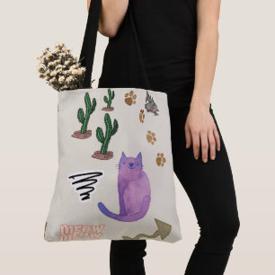 Bolsa Tote Saco de Togo Peixe de Cactus Meow