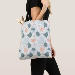 Bolsa Tote Saco de Toia Azul Praia de Coral de Tartaruga do M