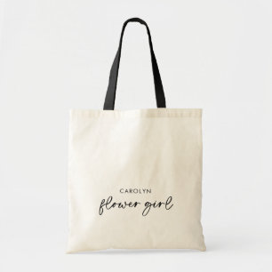 Bolsa Tote Saco de Toia da Menina de Flor de Script Negro Min
