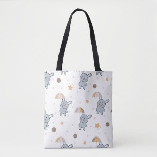 Bolsa Tote Saco de Toia de Coelho Azul