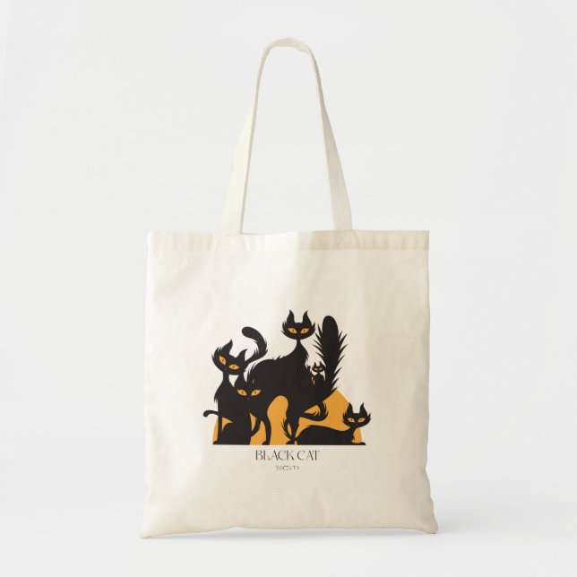 Bolsa Tote Saco de Toia de Halloween da Black Cat Society (Frente)