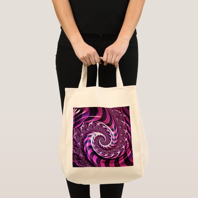 Bolsa Tote Saco de Toia de Ilusão Espiral Rosa e Preta (Frente (produto))