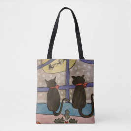 Bolsa Tote Saco de Toia de Natal de Gato Negro